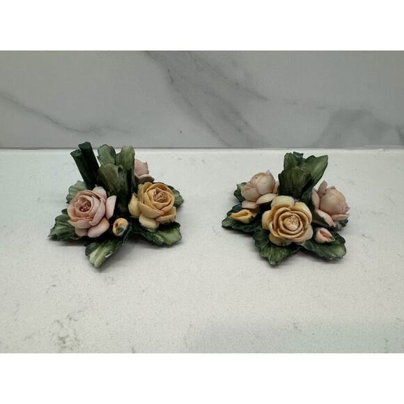 Vintage Capodimonte Porcelain Flower Candleholders - Picture 4 of 7